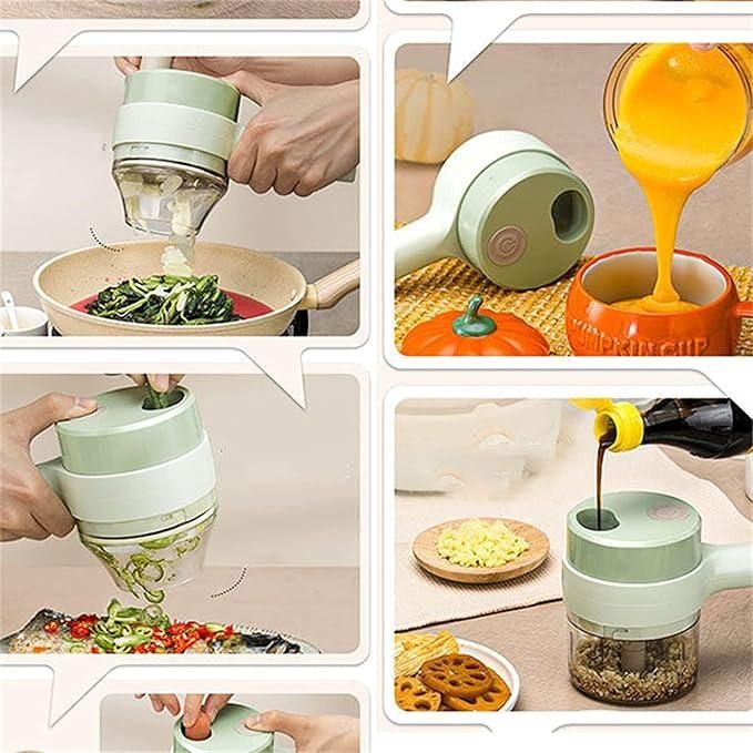 4-in-1 Portable Electric Vegetable Cutter Set â Slice, Chop, Grind & Store with Ease