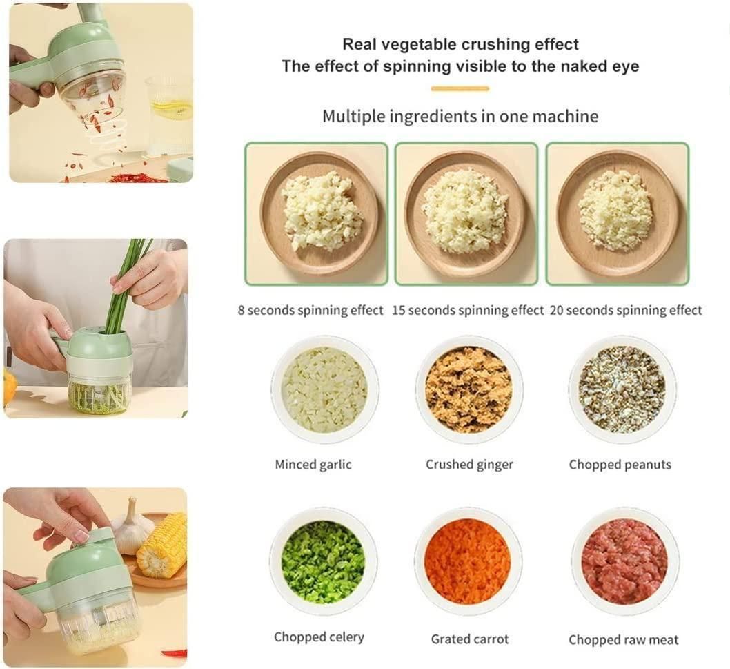 4-in-1 Portable Electric Vegetable Cutter Set â Slice, Chop, Grind & Store with Ease