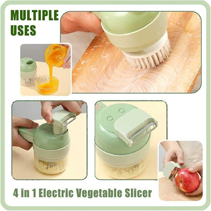 4-in-1 Portable Electric Vegetable Cutter Set – Slice, Chop, Grind & Store with Ease