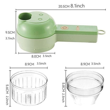 4-in-1 Portable Electric Vegetable Cutter Set – Slice, Chop, Grind & Store with Ease